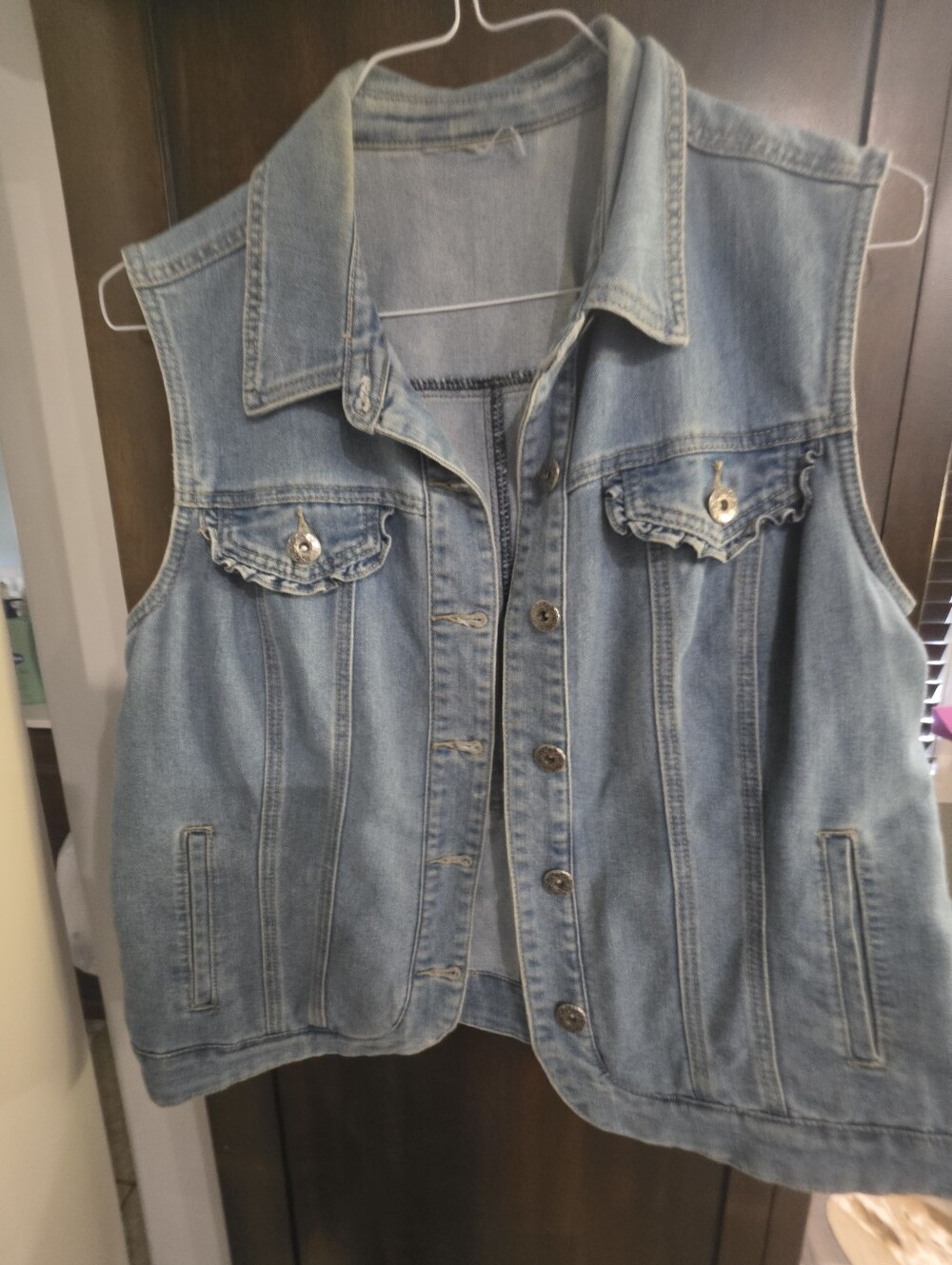 Source Unknown Light Blue Denim Vest for Women